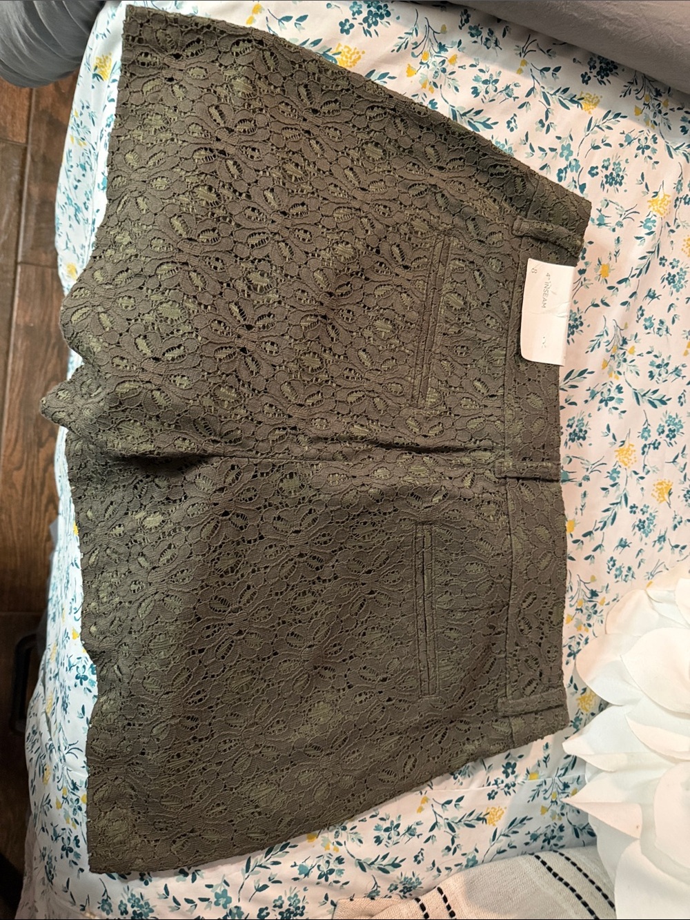 LOFT Olive Green Lace Shorts NWT